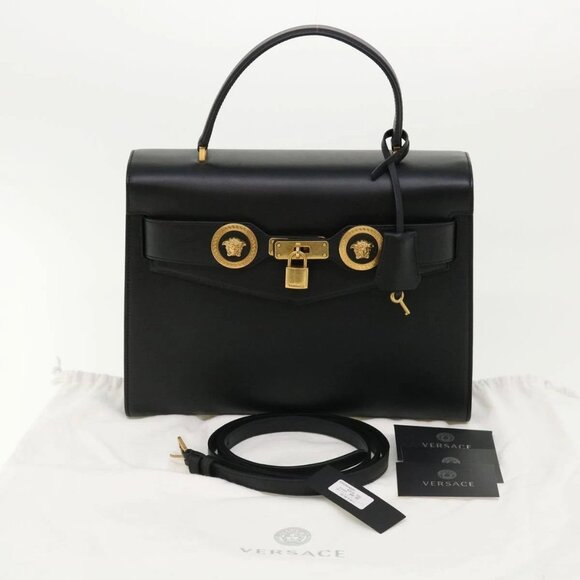 VERSACE Hand Bag Leather 2way Black DBFG311 Auth 31495A - Picture 14 of 16